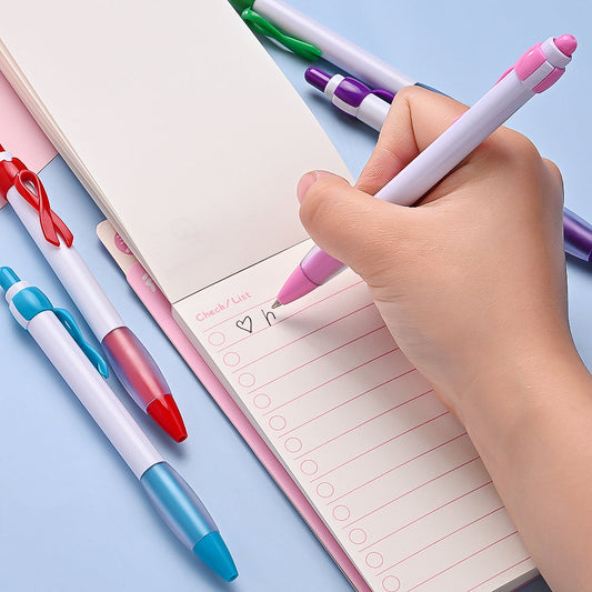 10PCS Pink Ribbon Awareness Ballpoint Pen Set