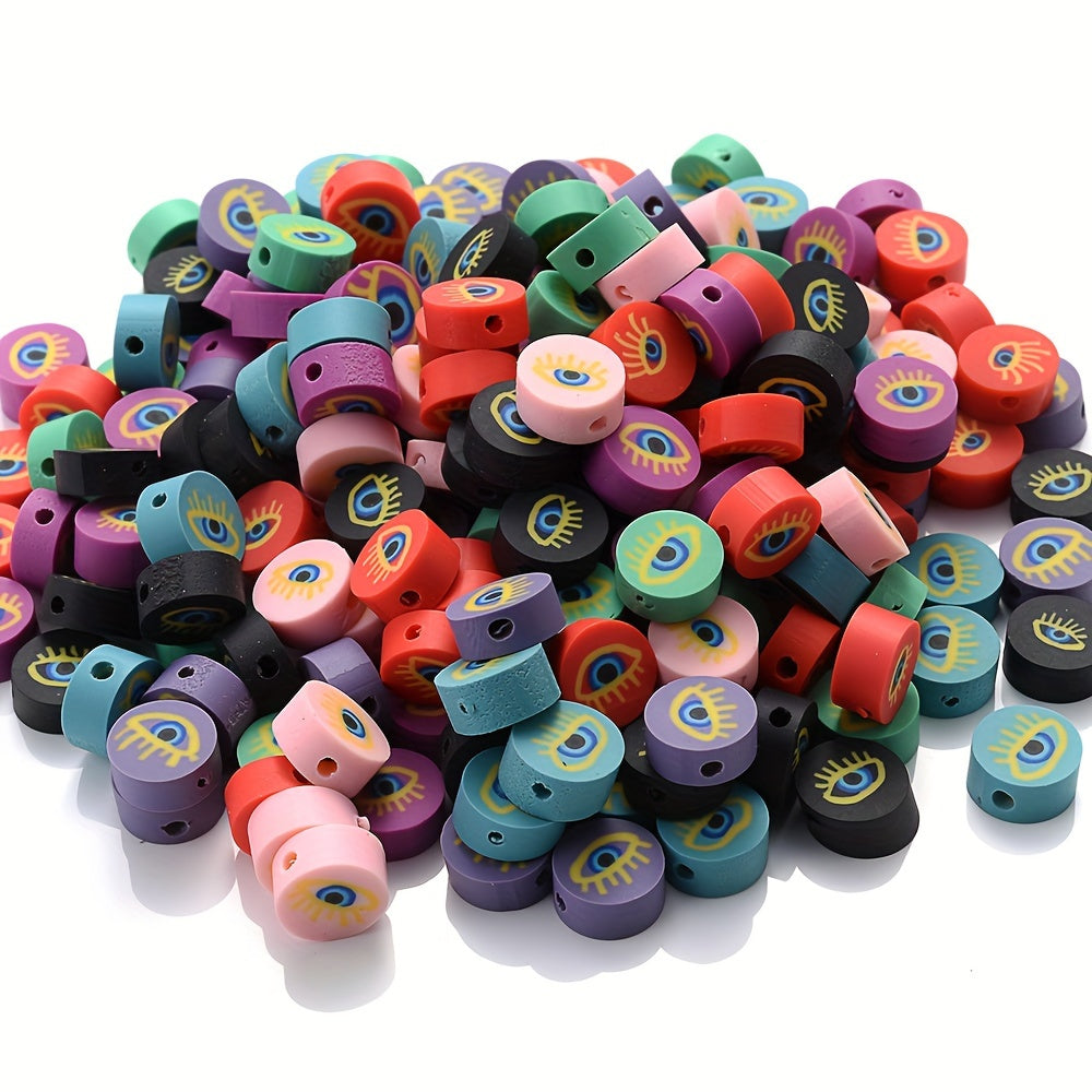 30/50PCS 10mm Mixed Eye Soft Clay Spacer Bead Set