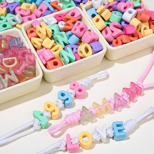 100pcs 22mm Multicolor Letter & Digit Acrylic Beads
