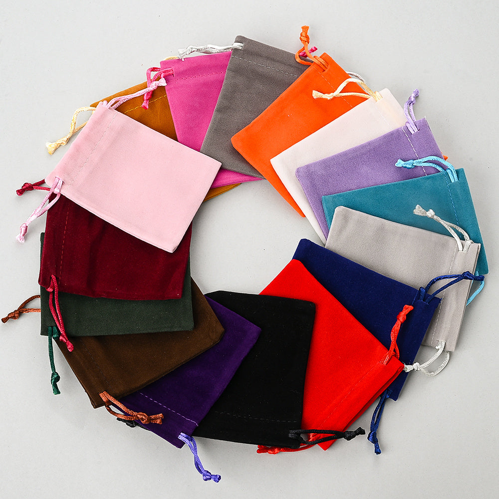 60-Piece Random Color 7x9 cm Velvet Drawstring Pouches