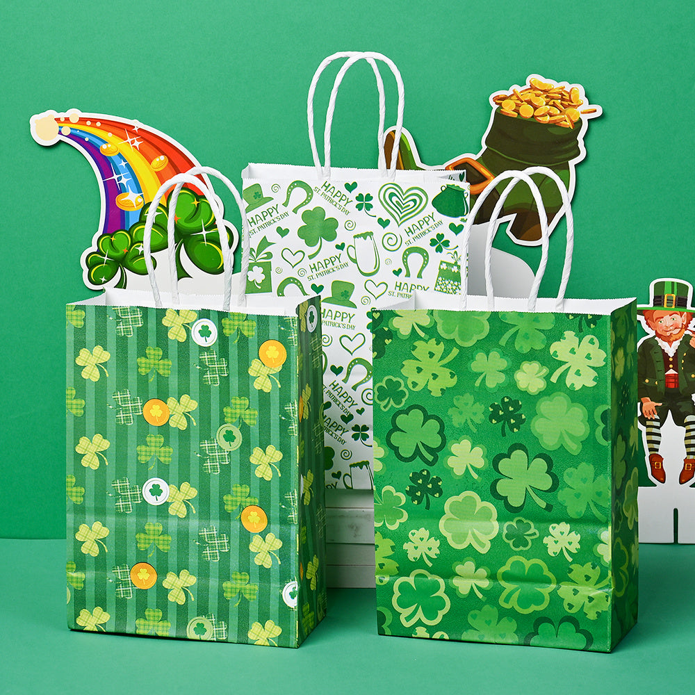6-Piece 21x14.7x8 cm Kraft Paper Clover Gift Bags