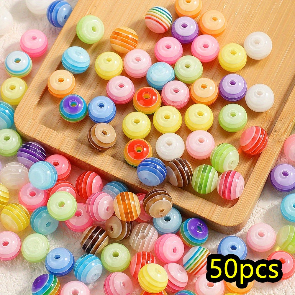 Translucent Rainbow Striped Acrylic Beads