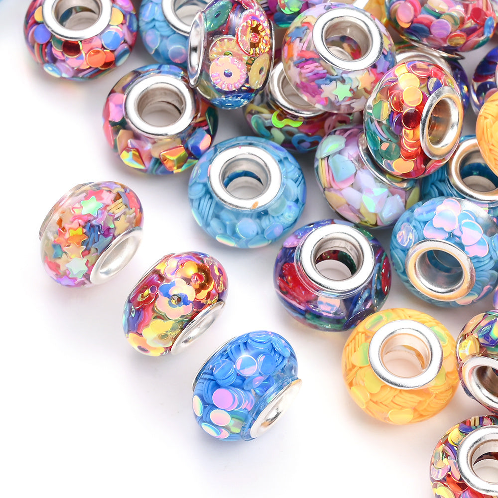 20PCS 9×14mm AB Mixed-Color Large-Hole Acrylic Beads
