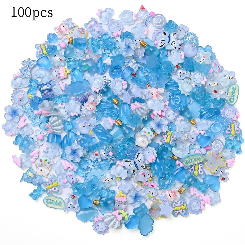96pcs Rainbow Theme Acrylic Flatback Beads
