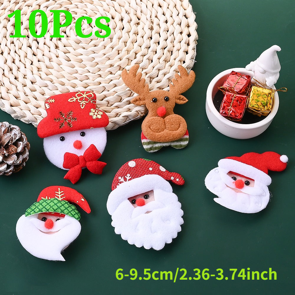 10PCS Christmas Santa Claus & Reindeer Embroidered Patch Set