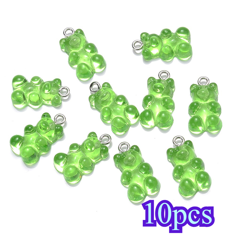 10-Piece 10x20 mm Vibrant Resin Bear Charms