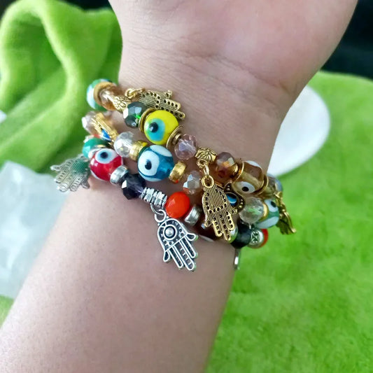 Colorful Evil Eye Charm Stack