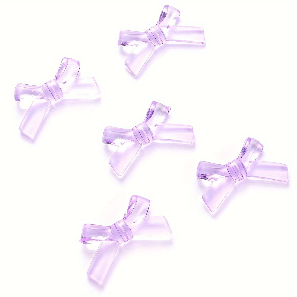 20/50PCS 2×3.4cm Transparent Bow Acrylic Embellishment Beads