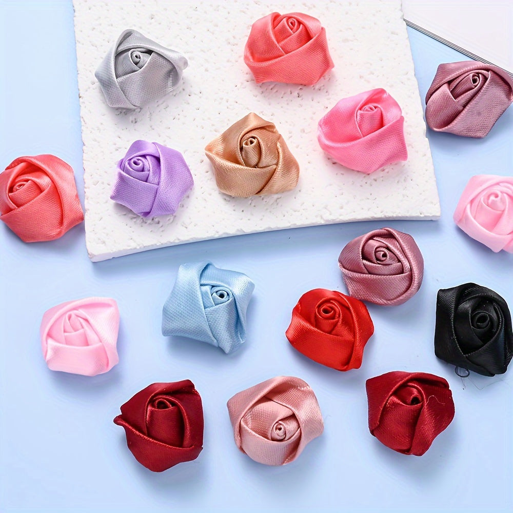 10PCS Multicolor Fabric Rose Bud Flower Embellishment Set