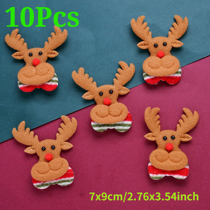 10PCS Christmas Santa Claus & Reindeer Embroidered Patch Set