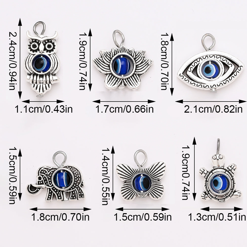 50PCS Vintage Evil Eye Alloy Pendant Set