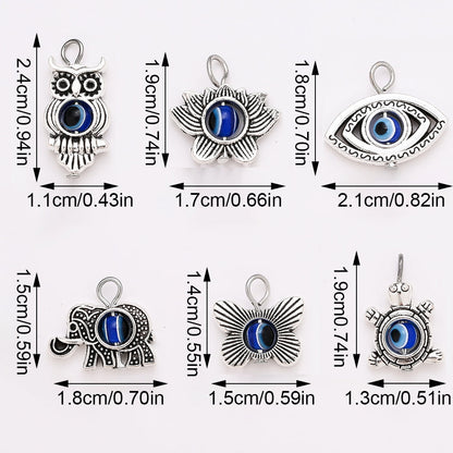50PCS Vintage Evil Eye Alloy Pendant Set