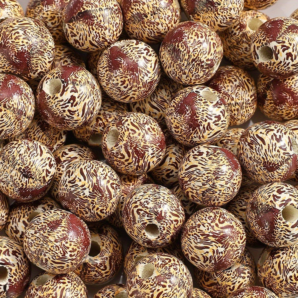 Patterned Wooden Large Hole Spacer Beads