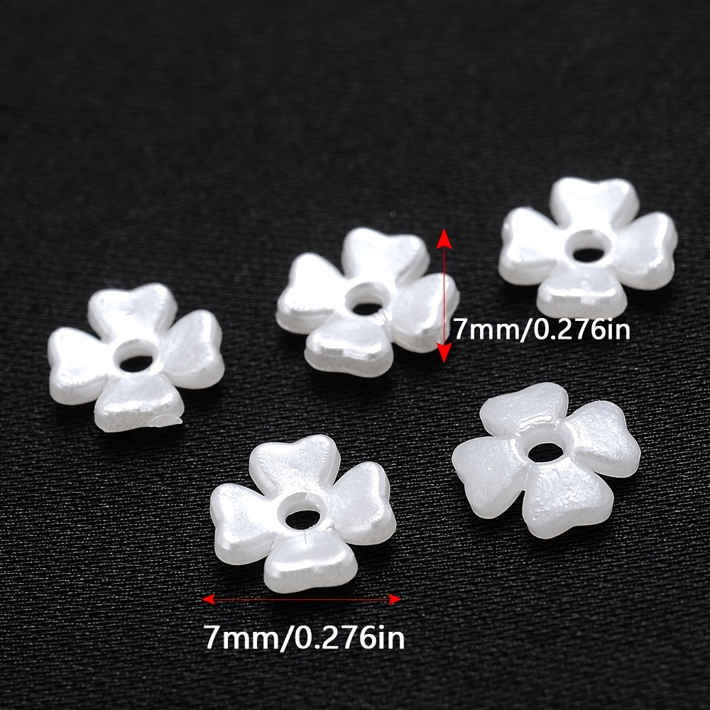 100PCS White Flower-Shaped Acrylic Bead Set