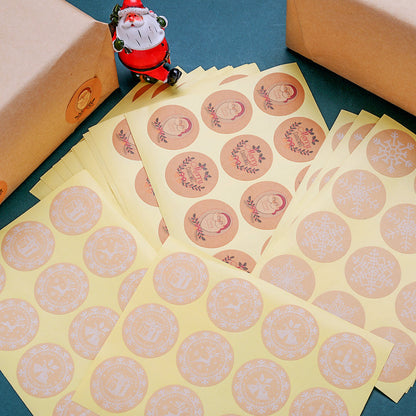 Santa Snowflake Round Stickers