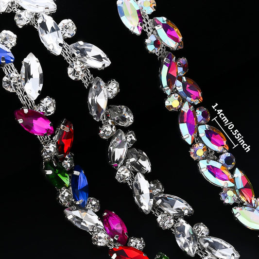 White AB Rhinestone Leaf Decals