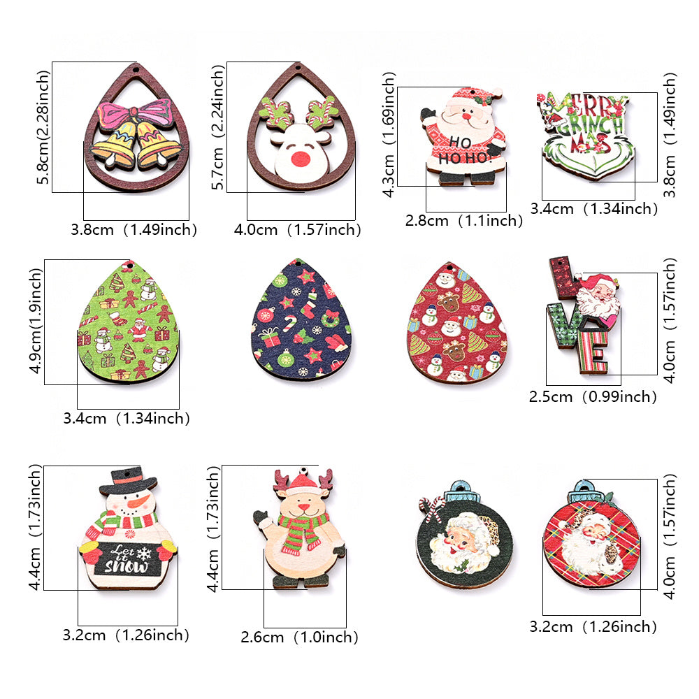 Christmas Painted Wooden Hanging Pendants