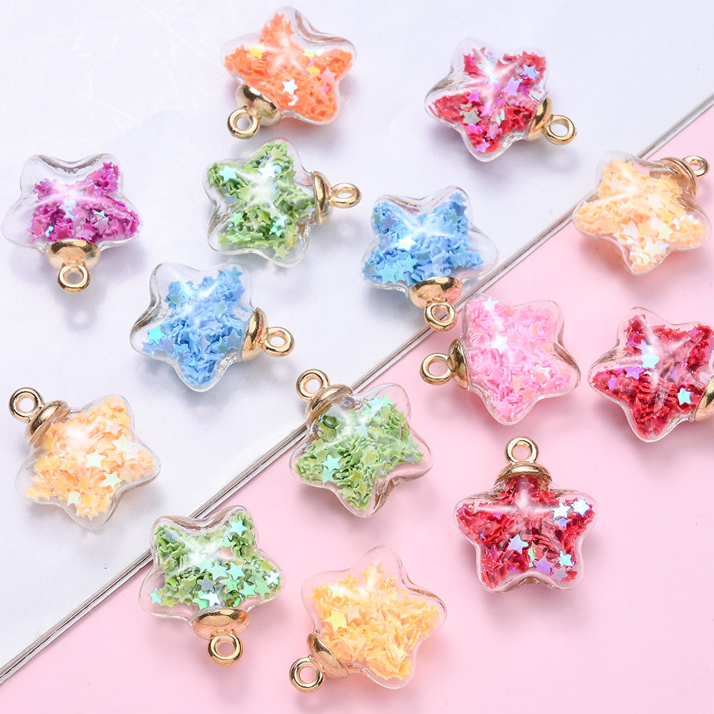 Sparkling Star Glass Pendant Charms