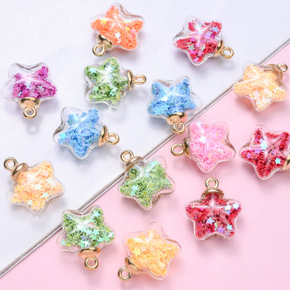 Sparkling Star Glass Pendant Charms