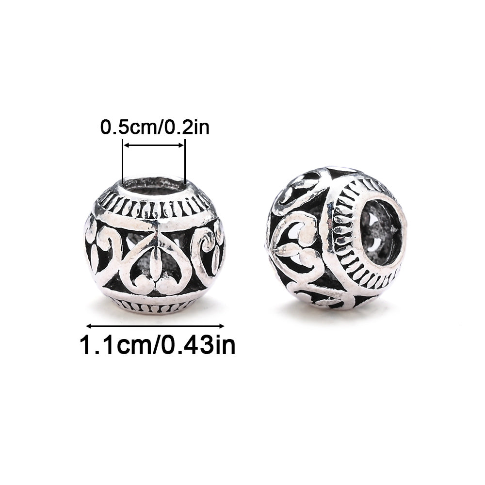 Retro Hollow Zinc Alloy Large Hole Spacer Beads