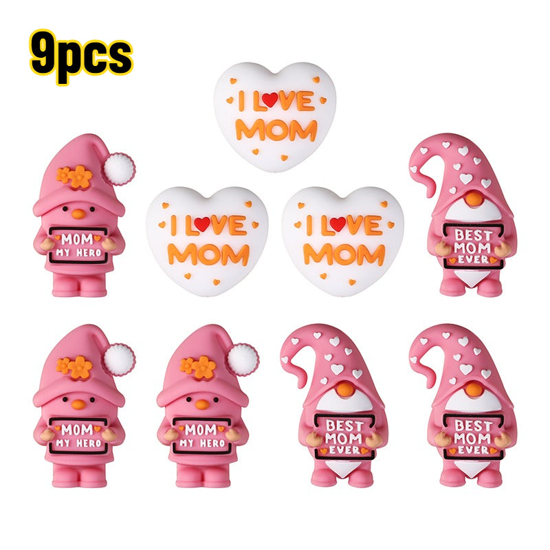 9-Piece Mother's Day Silicone Gnome Bead Set