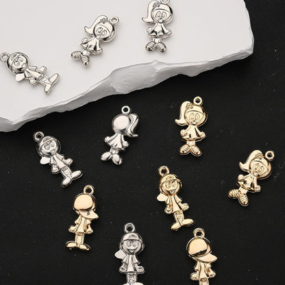 20PCS Gold & Silver CCB 3D Cartoon Boy & Girl Pendants