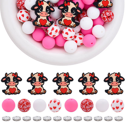 Pink Silicone Focal Beads Set