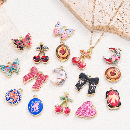 16PCS Color Printed Zinc Alloy Pendant Set