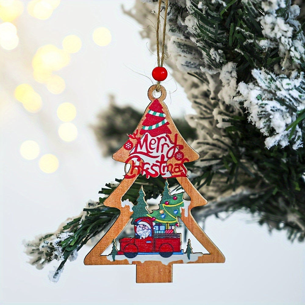 Wooden Merry Christmas Decorative Pendant