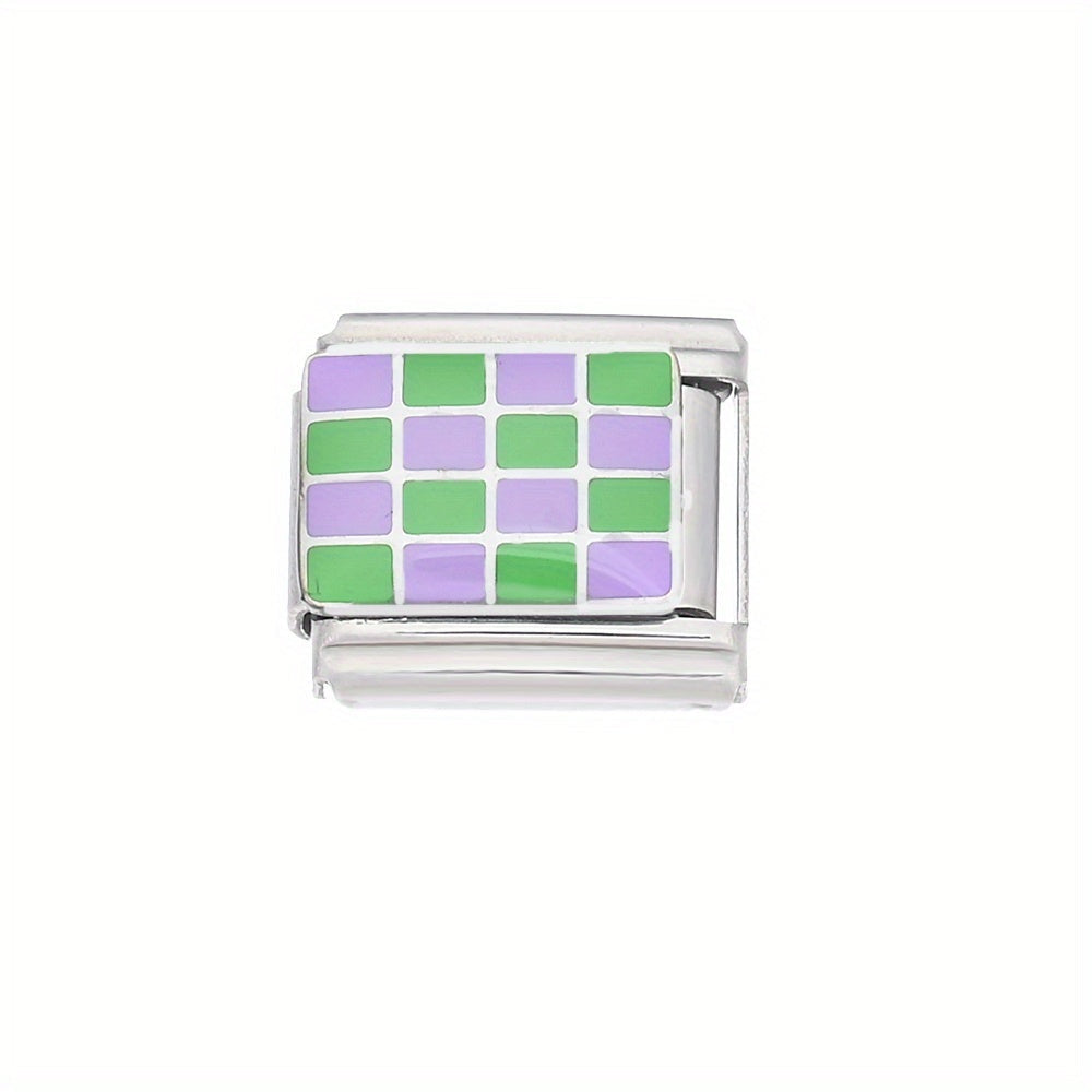 Checkerboard Stainless Steel Charm Module