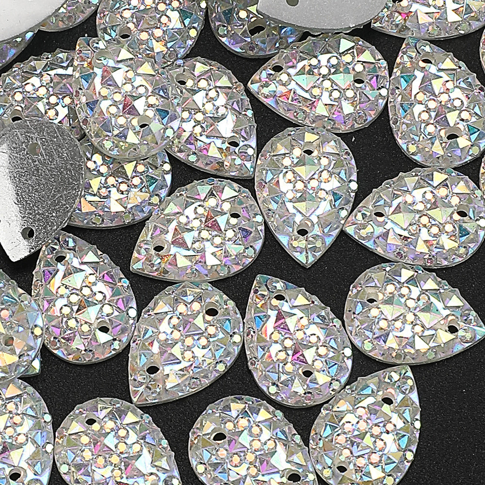 200-Piece 10x14 mm Glitter Waterdrop Flatback Rhinestone Beads