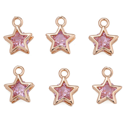Rhinestone Star Copper Charms
