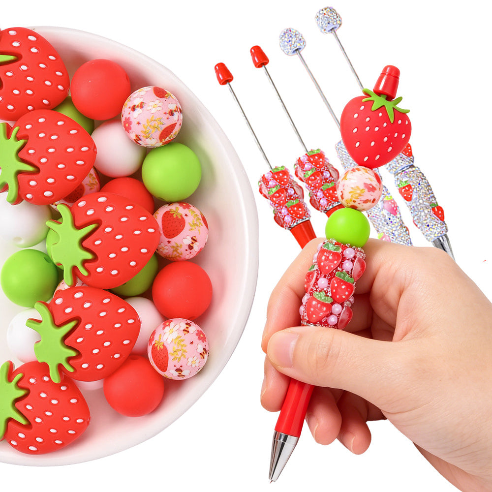 Strawberry Silicone Bead Pen Set