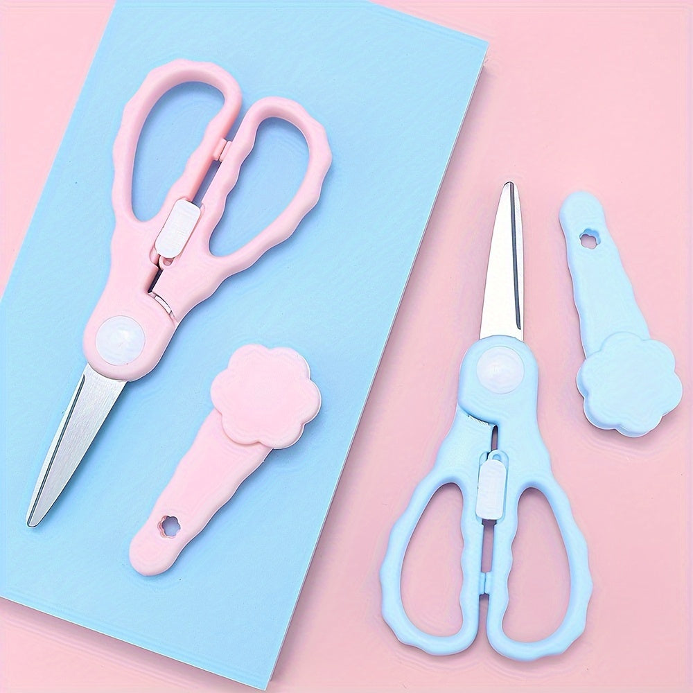 1PC Wave Heart Safety Scissors with Protective Cover