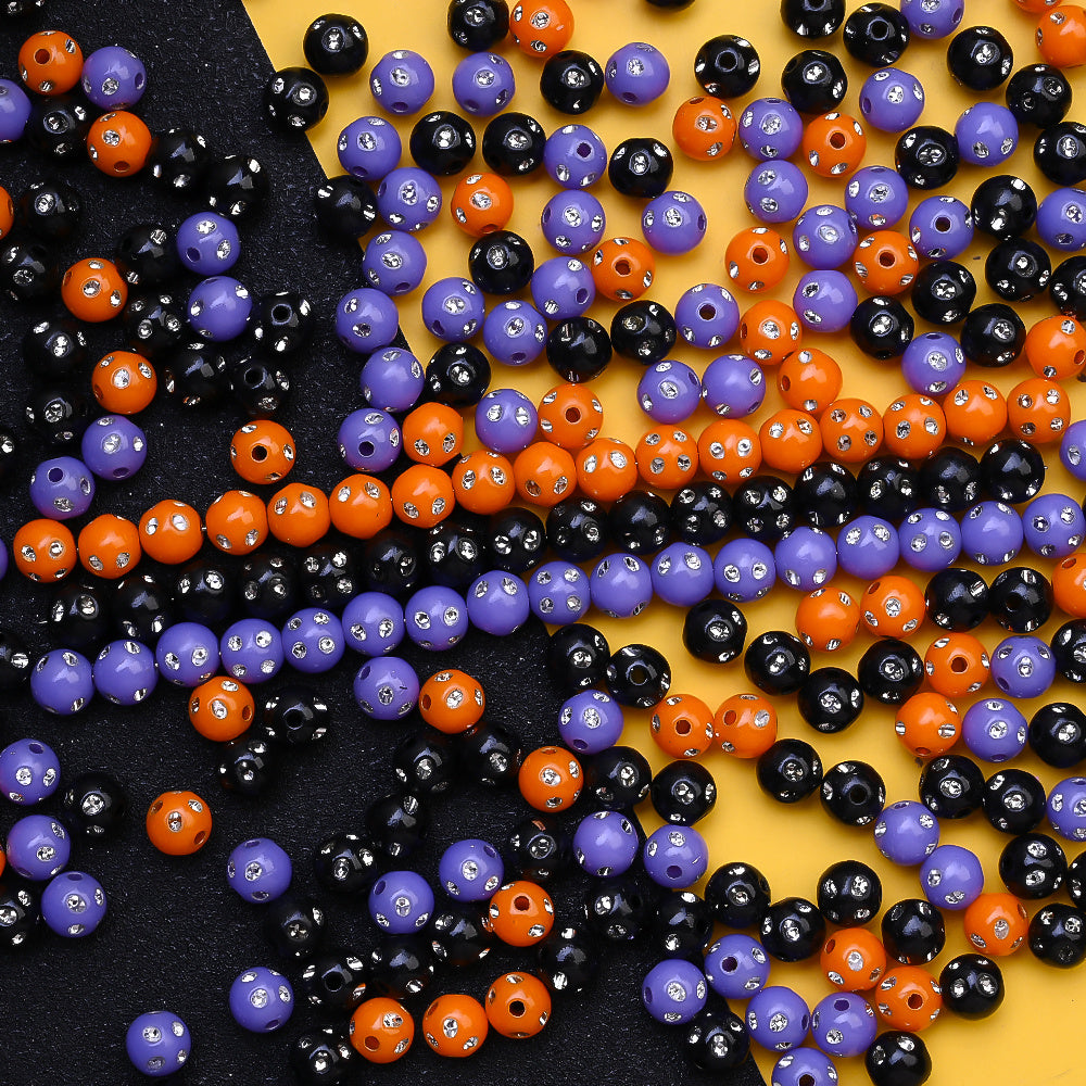 1000PCS 8mm Halloween Rhinestone Acrylic Bead Set