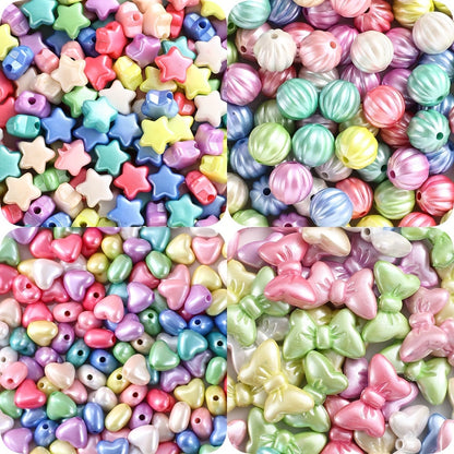 50/100PCS Assorted Styles Matte Acrylic Beads - Stars, Hearts, Butterflies