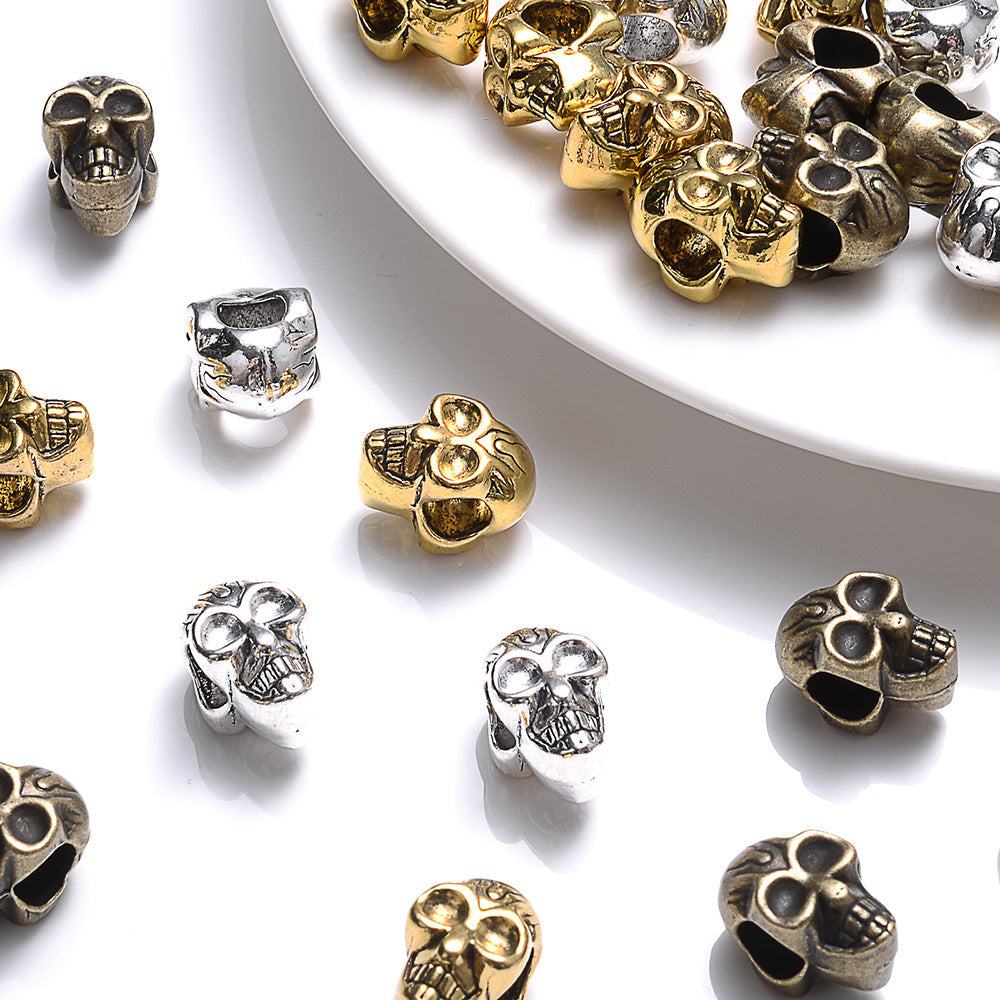Retro 3D Alloy Skull Spacer Beads