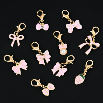 Pink Bow Enamel Pendant Charms