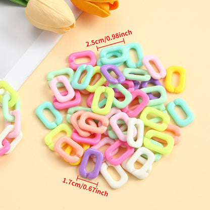 Candy Color Rectangle Acrylic Open Ring Links