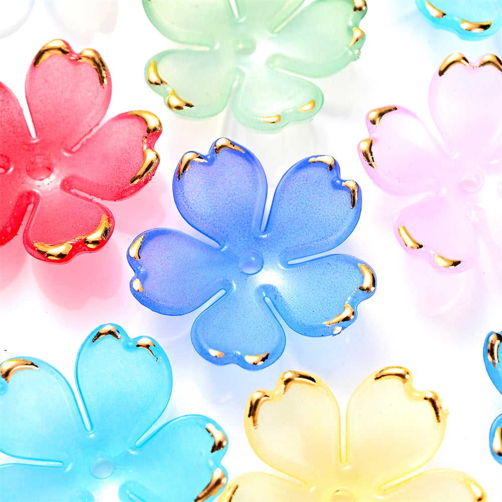200PCS 19mm Colorful Five-Petal Flower Acrylic Beads