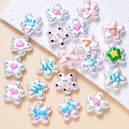 10PCS White Imitation Pearl Flower Acrylic Bead Set