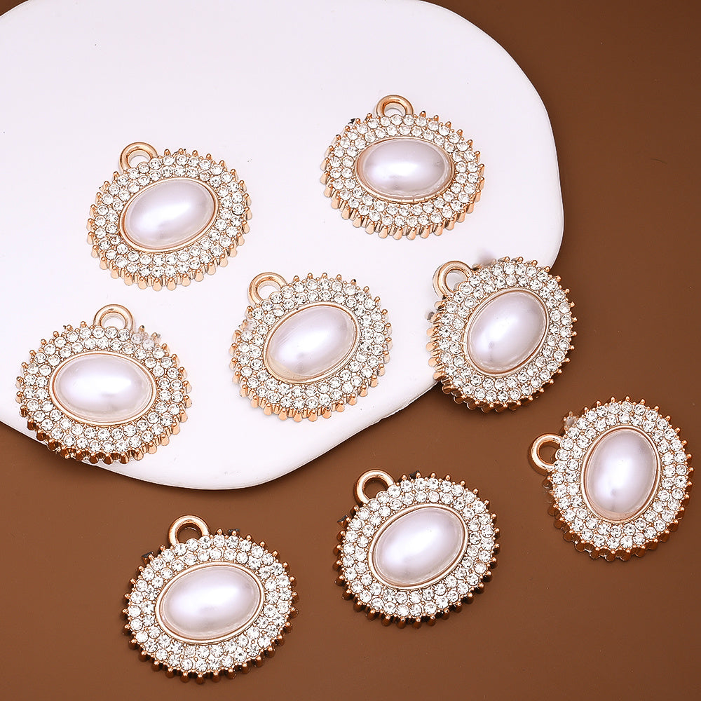 Rose Golden Pearl Rhinestone Pendants