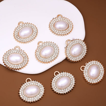 Rose Golden Pearl Rhinestone Pendants