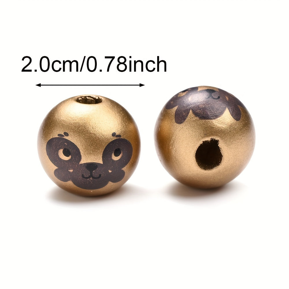 Animal Pattern Wooden Beads