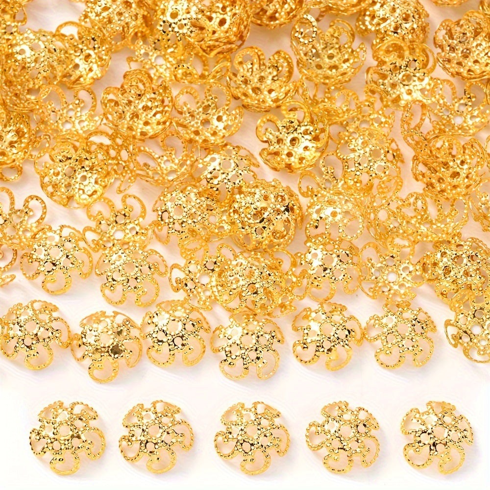100PCS 8mm Flower Circle Metal-Plated Bead Cap Set