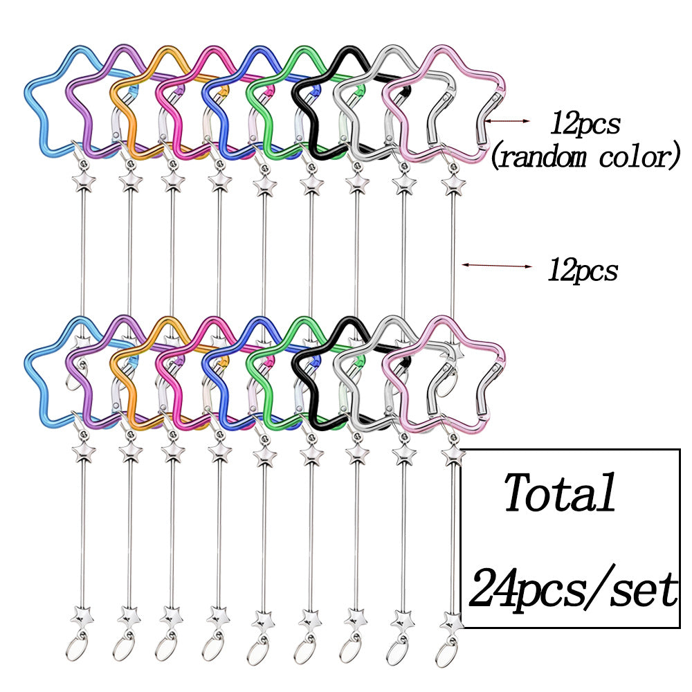 12-Piece Mixed Color Star Keychain Set