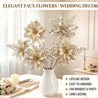 18-Piece Sparkling Artificial Berry Champagne Floral Branches