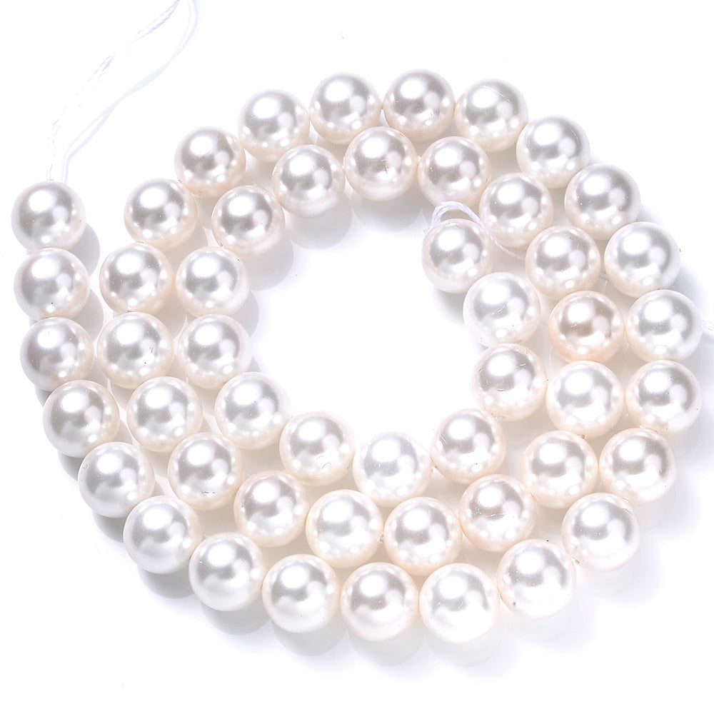 1 Strand 6mm Beige Shell Spacer Beads