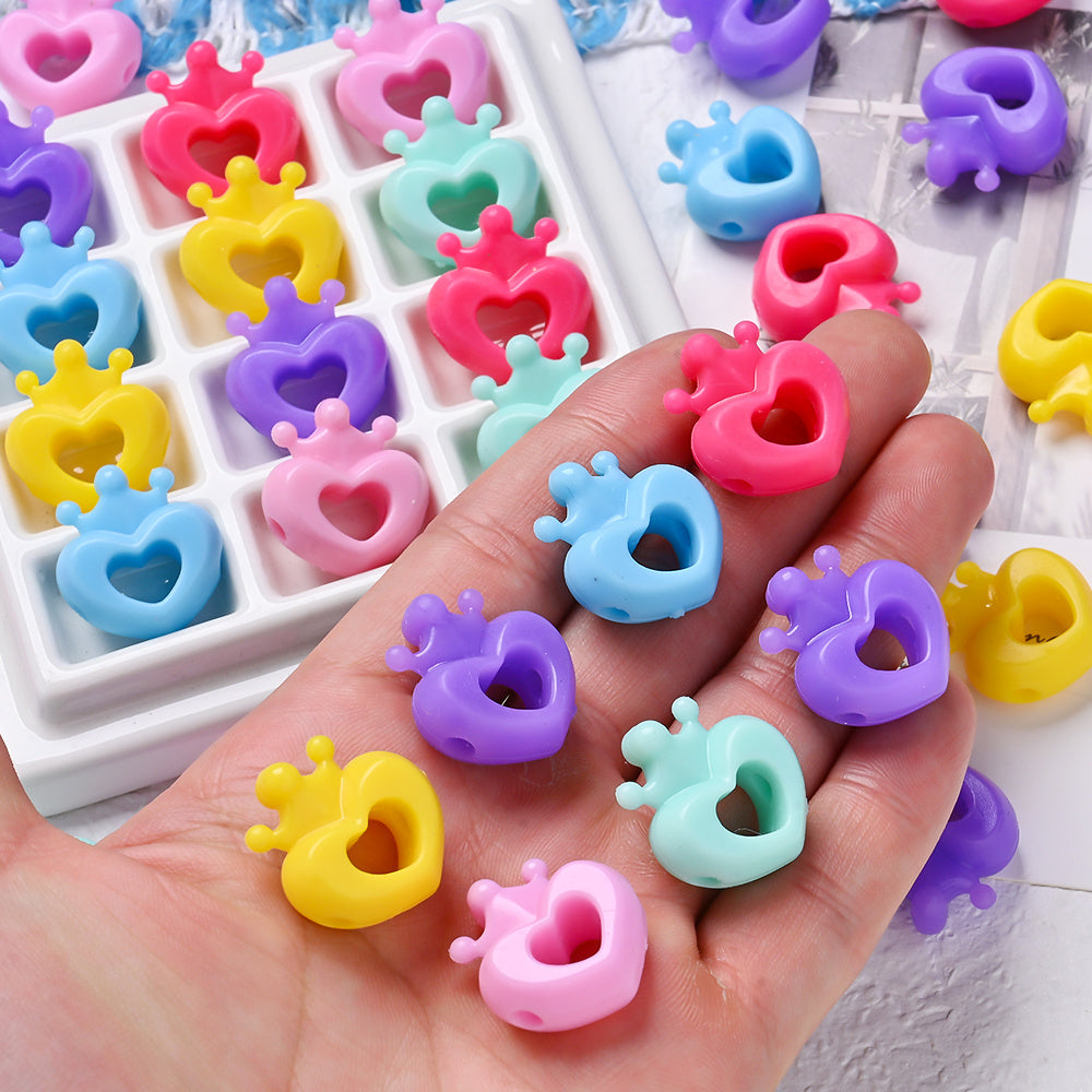 Mixed Color Crown Love Silicone Beads