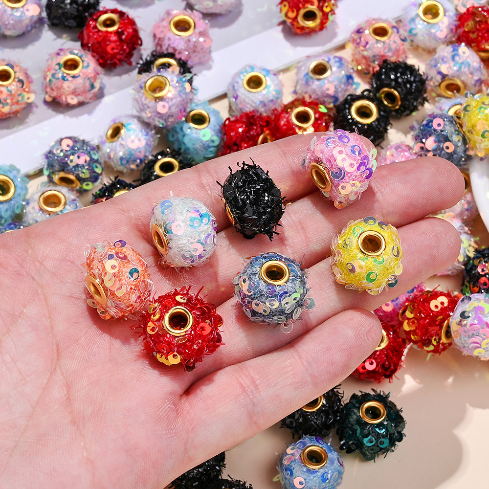 AB Sequin Pom Pom Beads